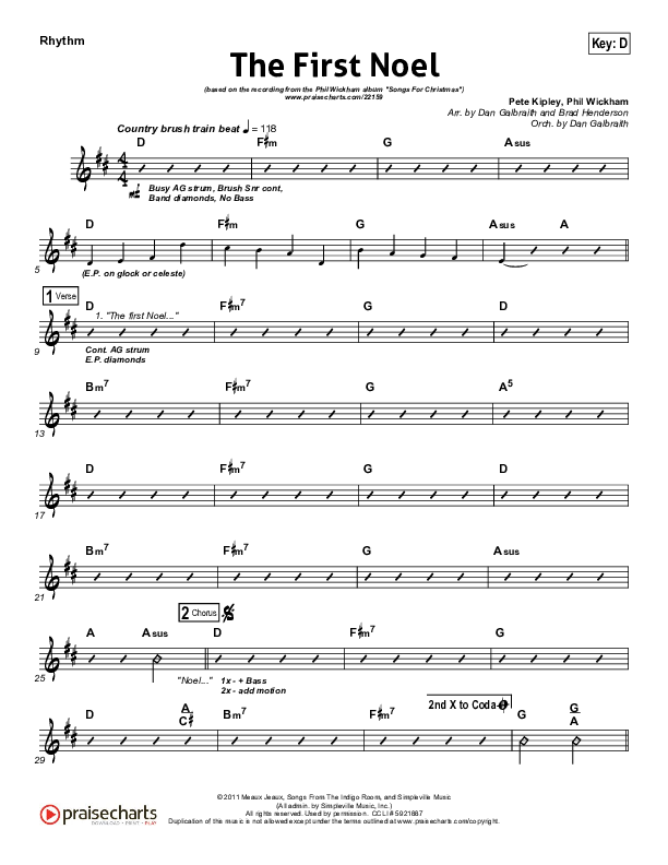 The First Noel Rhythm Chart (Phil Wickham)