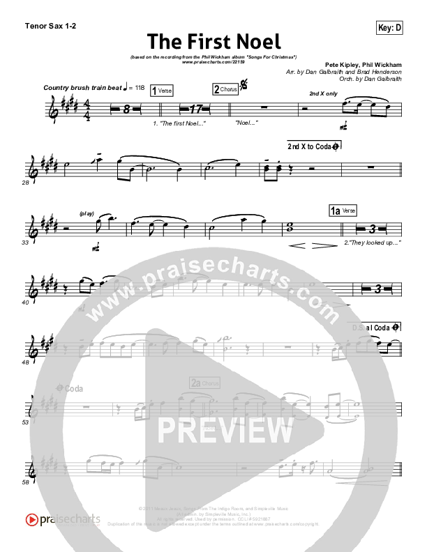 The First Noel Tenor Sax 1/2 (Phil Wickham)