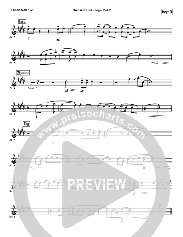 The First Noel Tenor Sax 1/2 (Phil Wickham)