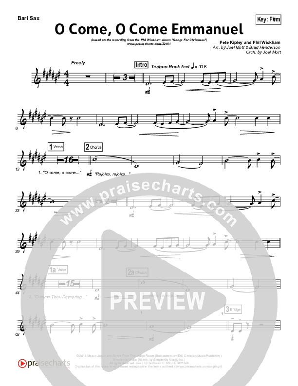 O Come O Come Emmanuel Bari Sax (Phil Wickham)