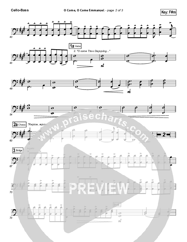 O Come O Come Emmanuel Cello/Bass (Phil Wickham)
