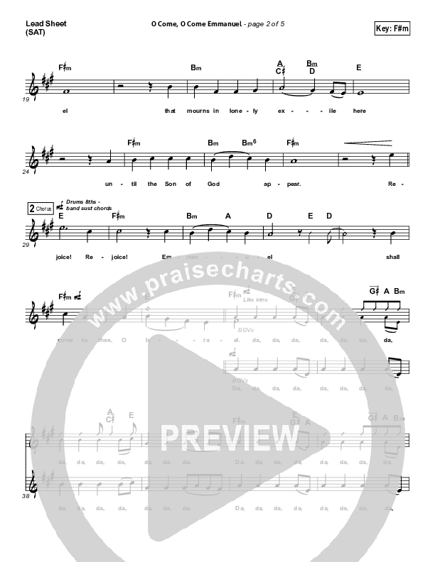 O Come O Come Emmanuel Lead Sheet (Phil Wickham)