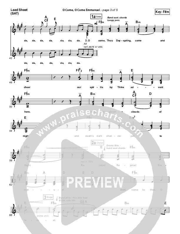 O Come O Come Emmanuel Lead Sheet (Phil Wickham)