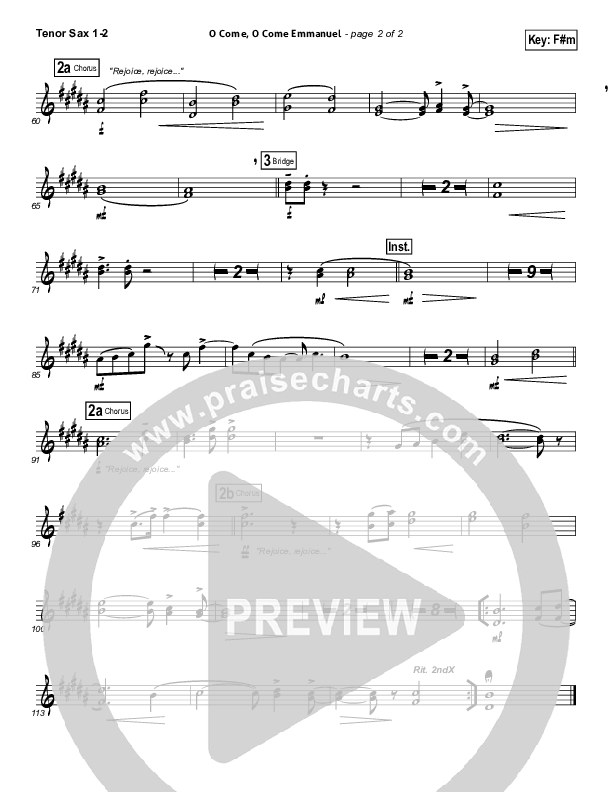 O Come O Come Emmanuel Tenor Sax 1/2 (Phil Wickham)