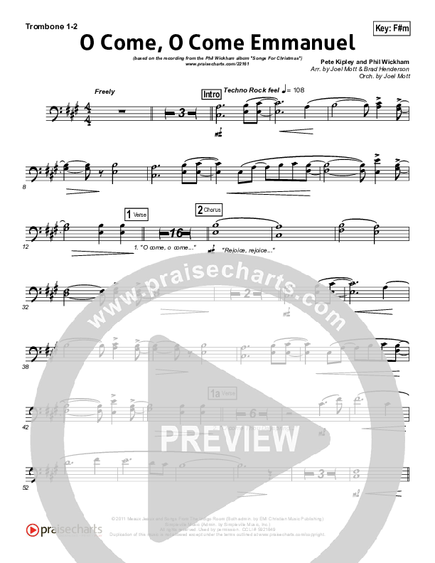 O Come O Come Emmanuel Trombone 1/2 (Phil Wickham)