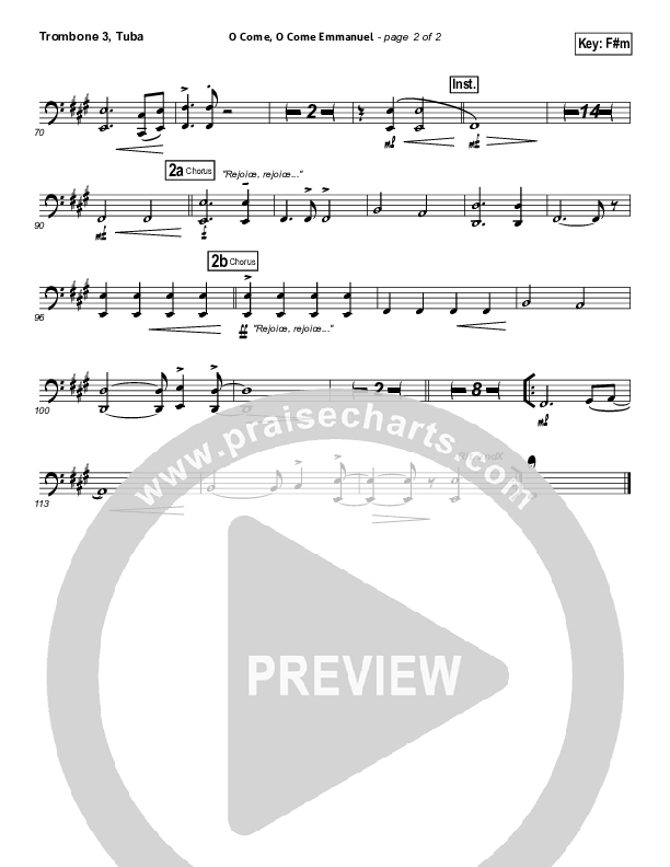 O Come O Come Emmanuel Trombone 3/Tuba (Phil Wickham)