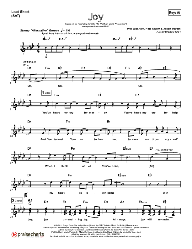Joy Lead Sheet (Phil Wickham)