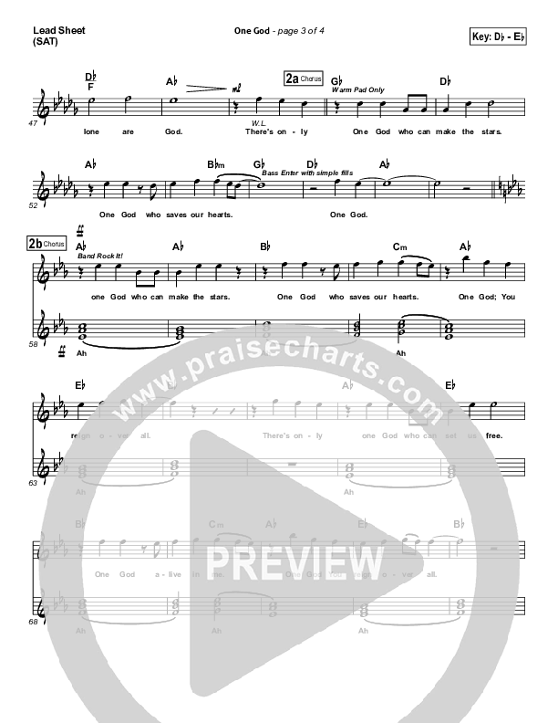 One God Lead Sheet (SAT) (Phil Wickham)