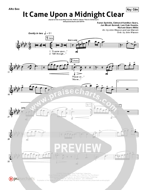 It Came Upon A Midnight Clear Alto Sax (Kutless)
