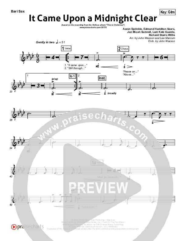 It Came Upon A Midnight Clear Bari Sax (Kutless)