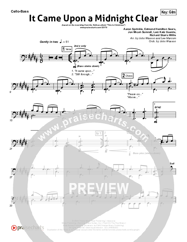 It Came Upon A Midnight Clear Cello/Bass (Kutless)