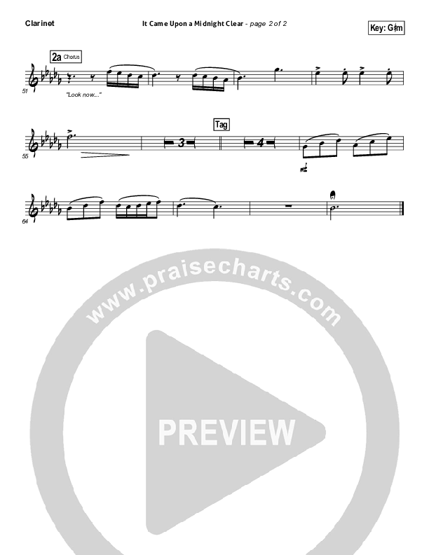 It Came Upon A Midnight Clear Clarinet (Kutless)