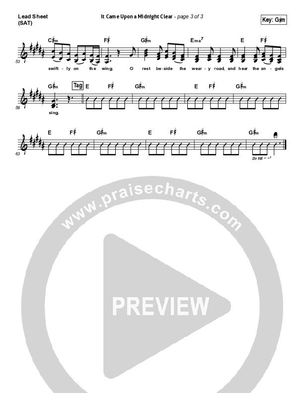 It Came Upon A Midnight Clear Lead Sheet (SAT) (Kutless)