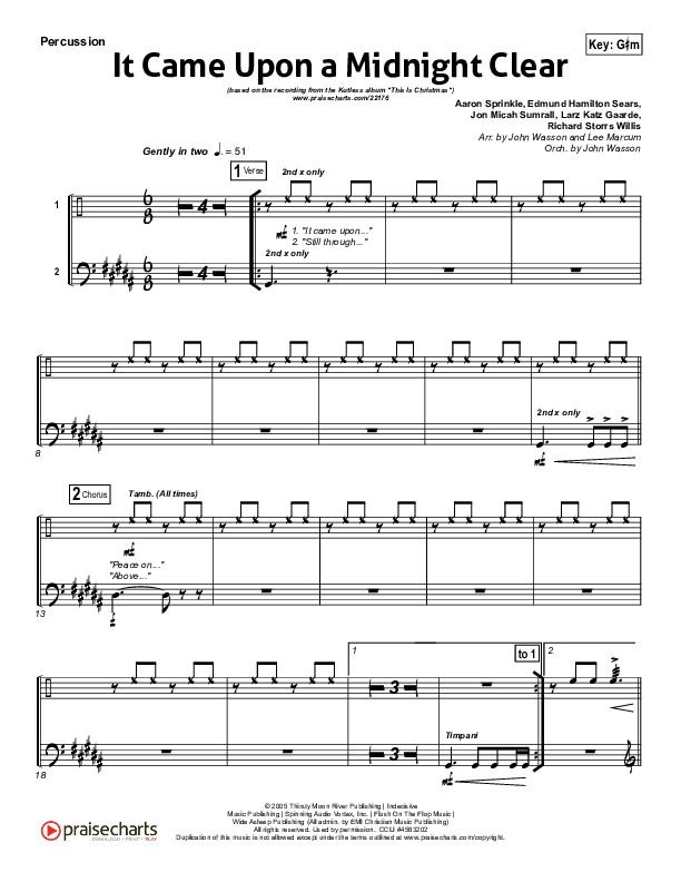 It Came Upon A Midnight Clear Percussion (Kutless)