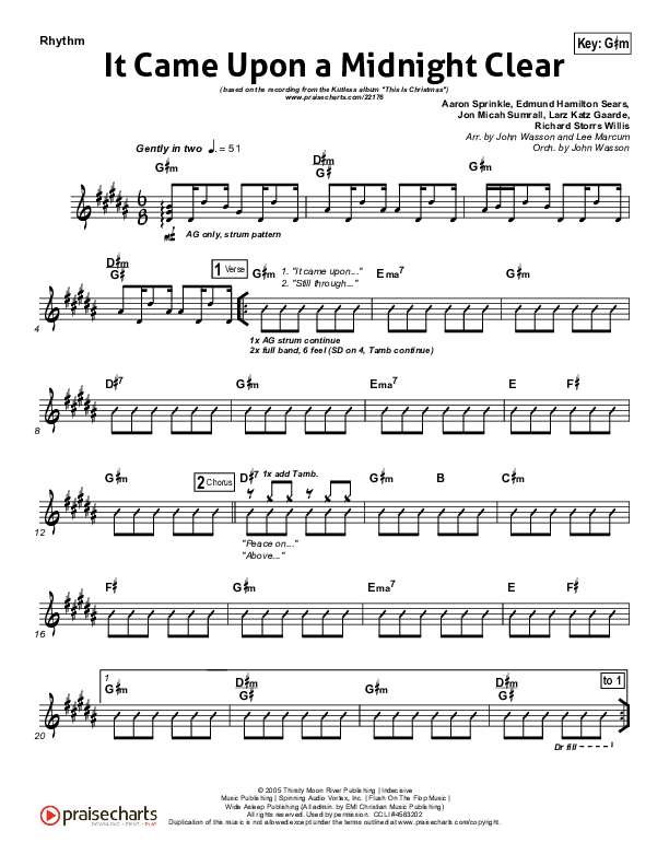 It Came Upon A Midnight Clear Rhythm Chart (Kutless)