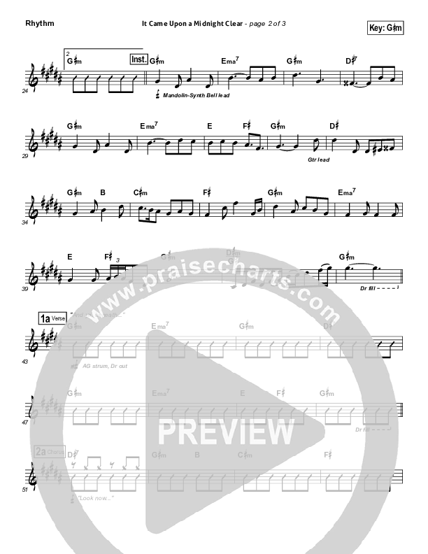 It Came Upon A Midnight Clear Rhythm Chart (Kutless)