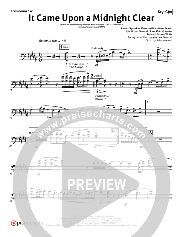 It Came Upon A Midnight Clear Trombone 1/2 (Kutless)