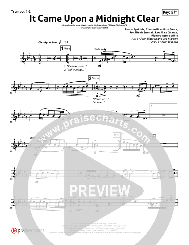 It Came Upon A Midnight Clear Trumpet 1,2 (Kutless)
