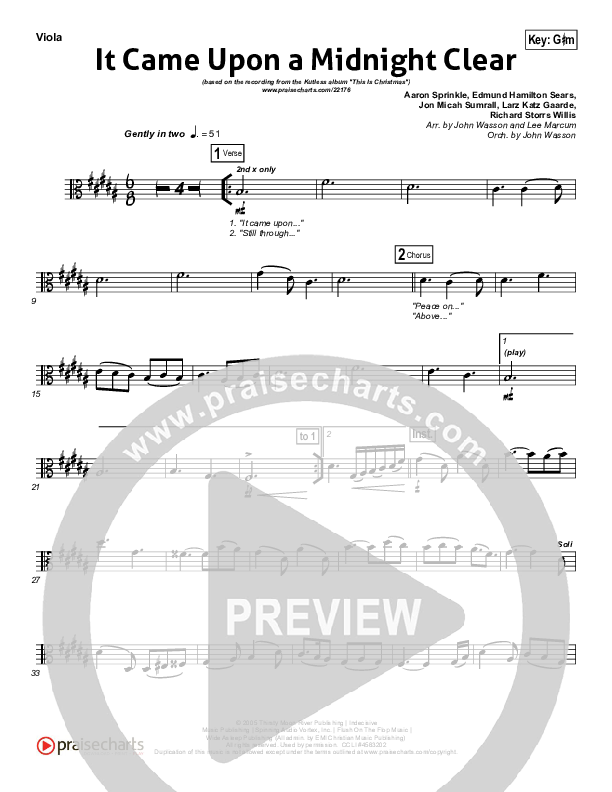 It Came Upon A Midnight Clear Viola (Kutless)