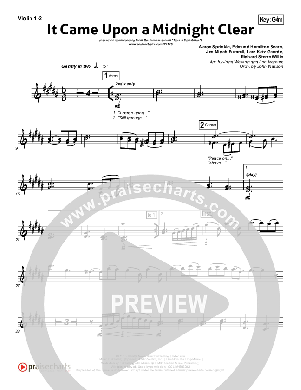 It Came Upon A Midnight Clear Violin 1/2 (Kutless)