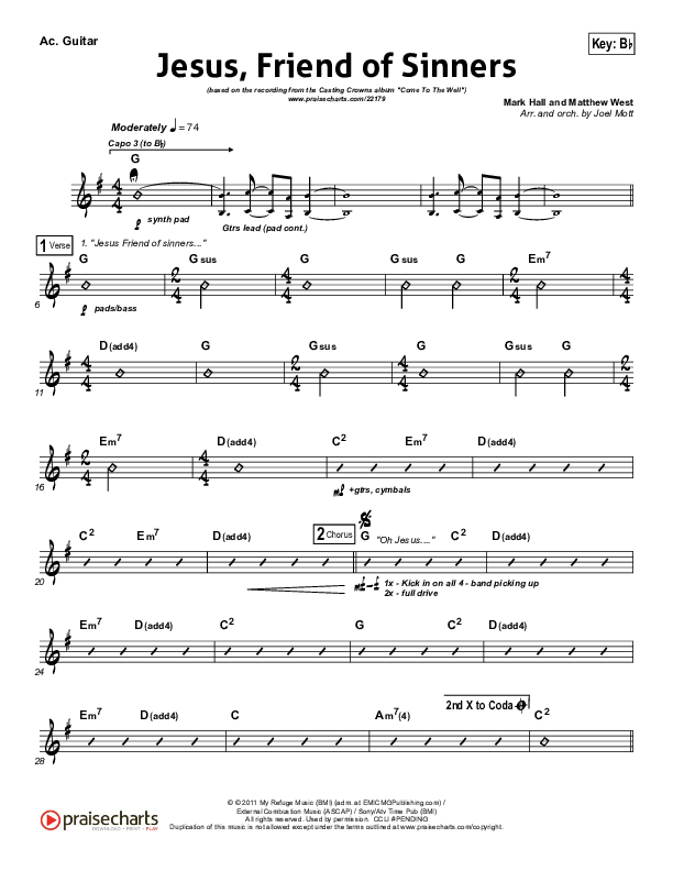 Jesus Friend Of Sinners Acoustic Guitar (Casting Crowns)