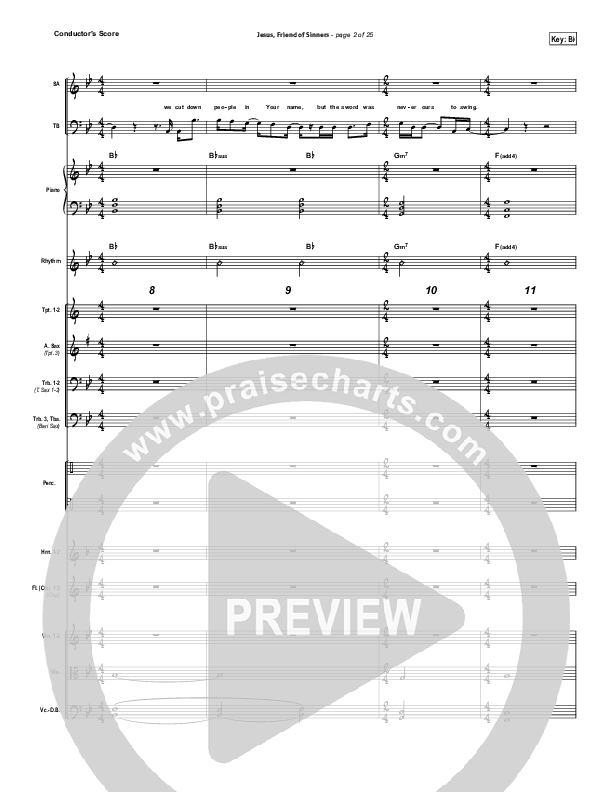 Jesus Friend Of Sinners Conductor's Score (Casting Crowns)