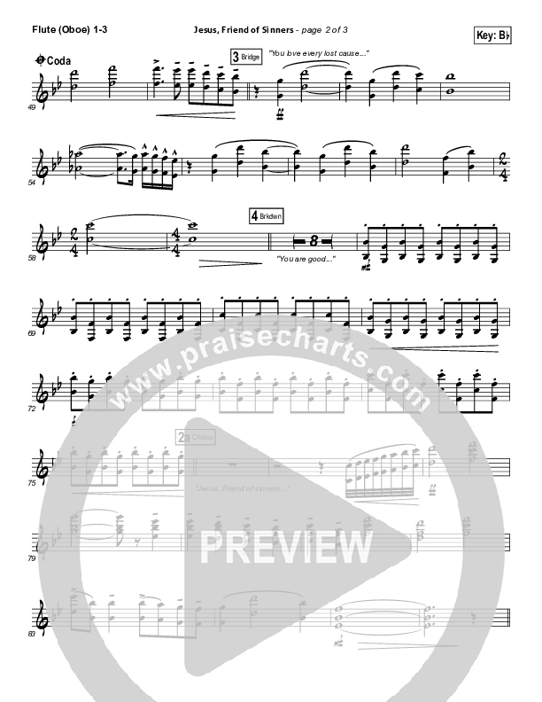 Jesus Friend Of Sinners Flute/Oboe 1/2/3 (Casting Crowns)