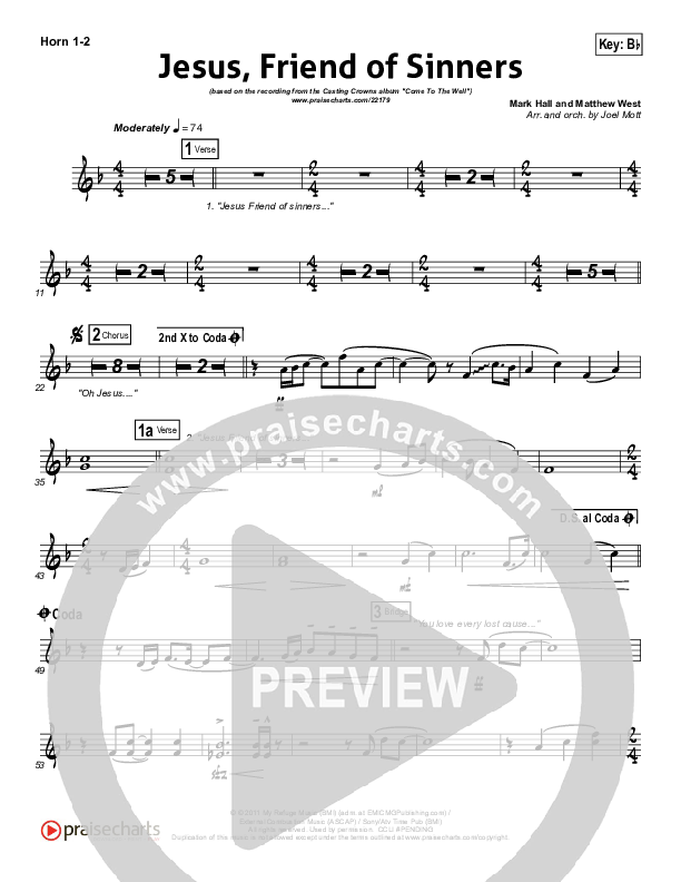 Jesus Friend Of Sinners Brass Pack (Casting Crowns)