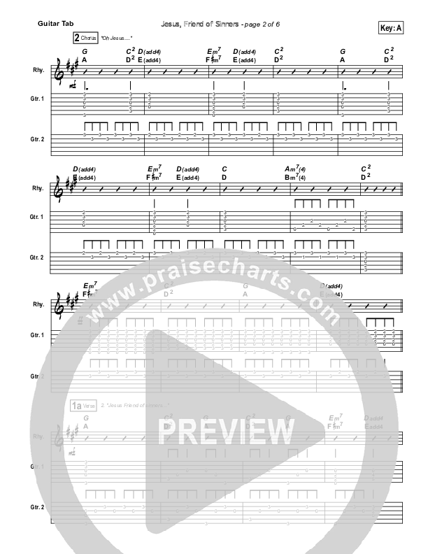 Jesus Friend Of Sinners Guitar Tab (Casting Crowns)