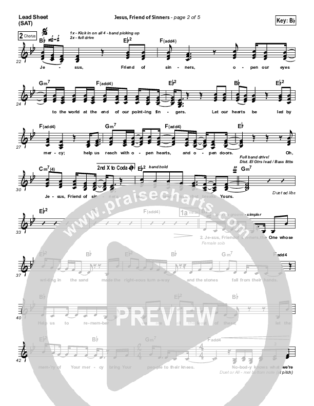 Jesus Friend Of Sinners Lead Sheet (Casting Crowns)