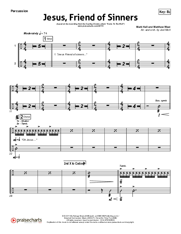 Jesus Friend Of Sinners Percussion (Casting Crowns)