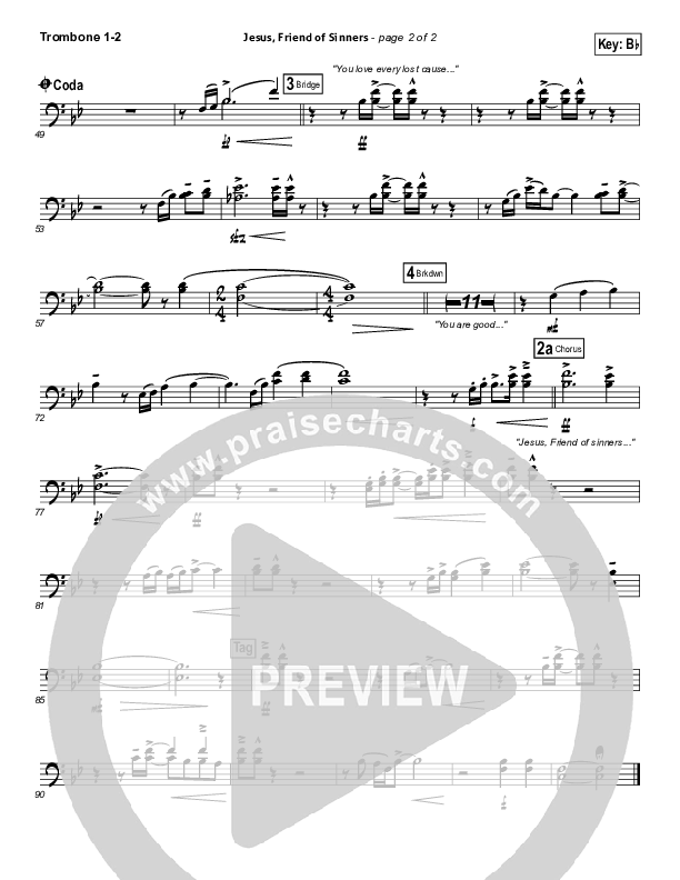 Jesus Friend Of Sinners Trombone 1/2 (Casting Crowns)