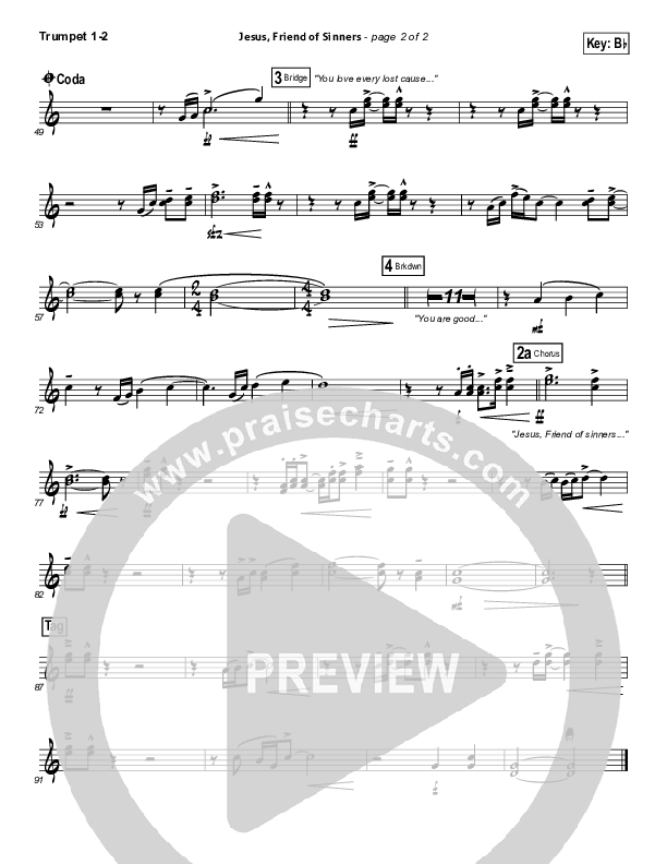 Jesus Friend Of Sinners Trumpet 1,2 (Casting Crowns)