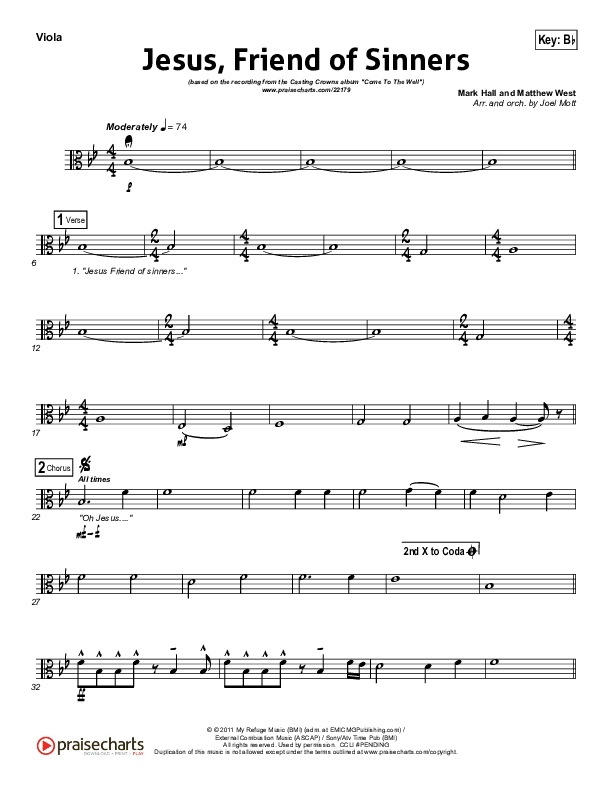 Jesus Friend Of Sinners Viola (Casting Crowns)