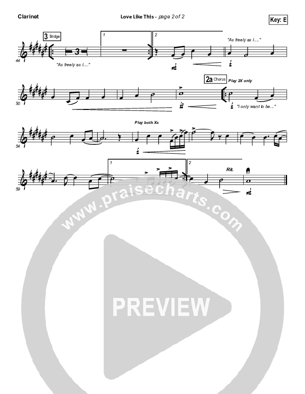 Love Like This Clarinet (OnceCaptive)