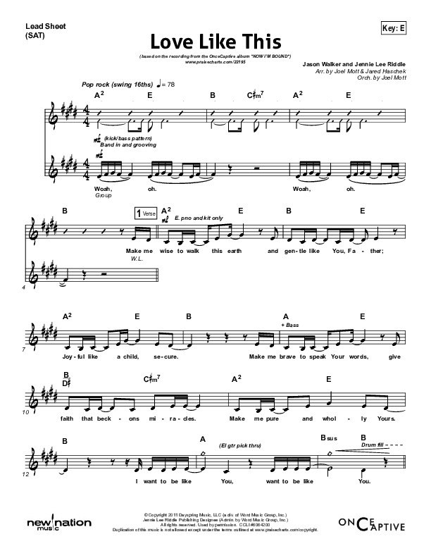 Love Like This Lead Sheet (SAT) (OnceCaptive)