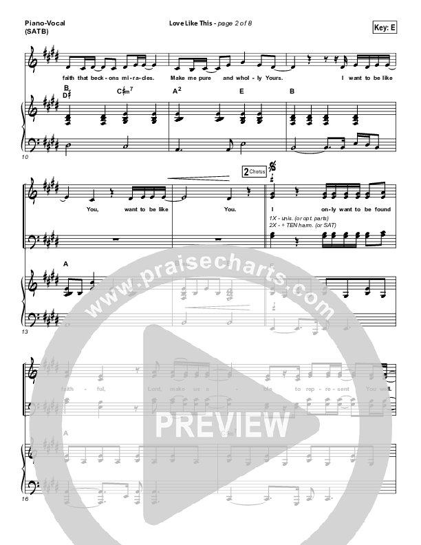 Love Like This Piano/Vocal (SATB) (OnceCaptive)