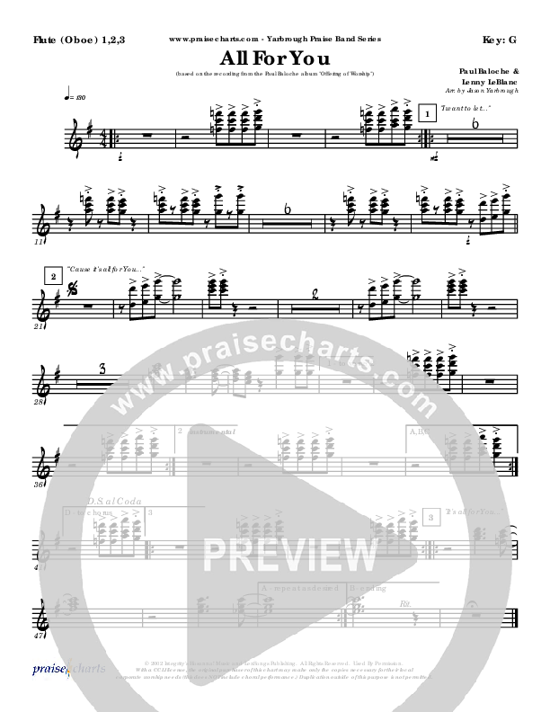 All For You Flute/Oboe 1/2/3 (Paul Baloche)