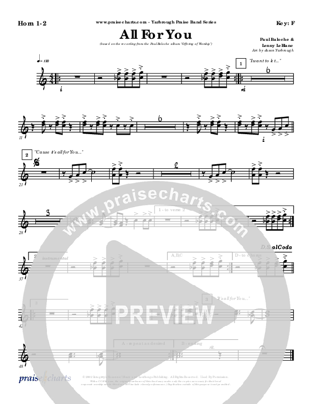 All For You French Horn 1/2 (Paul Baloche)