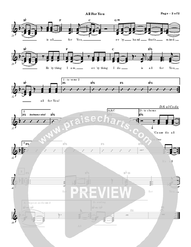 All For You Lead Sheet (Paul Baloche)