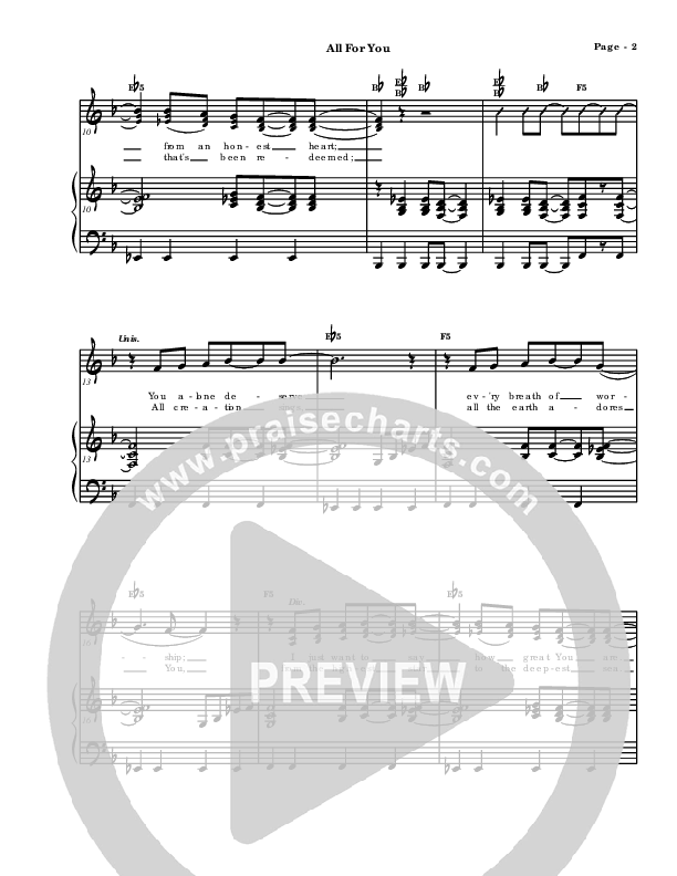 All For You Piano Sheet (Paul Baloche)