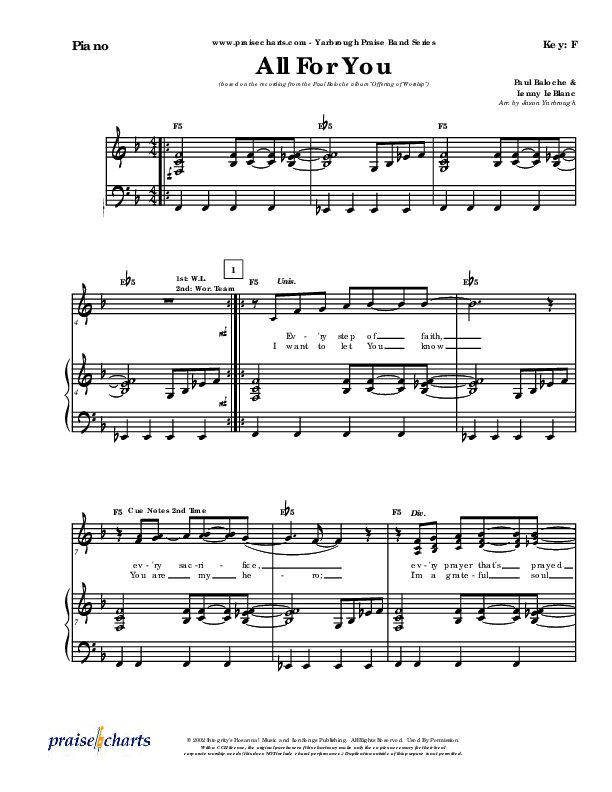 All For You Lead & Piano (Paul Baloche)