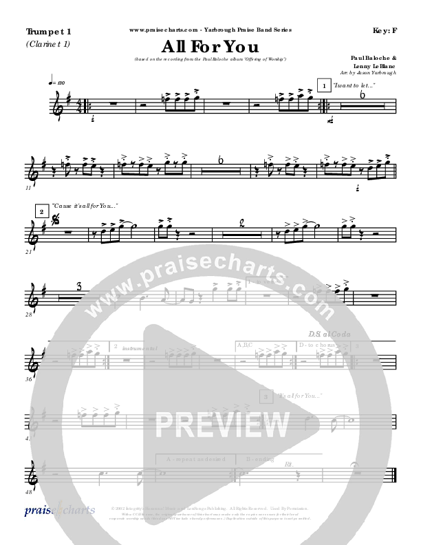 All For You Trumpet 1 (Paul Baloche)