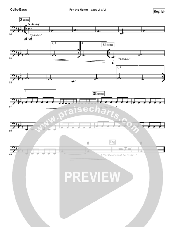 For The Honor Cello/Bass (Elevation Worship)