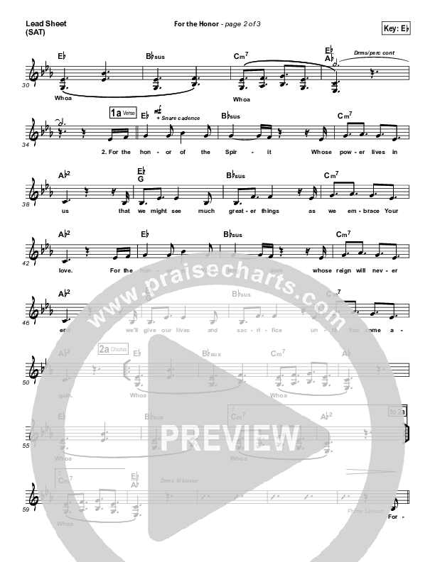 For The Honor Lead Sheet (SAT) (Elevation Worship)