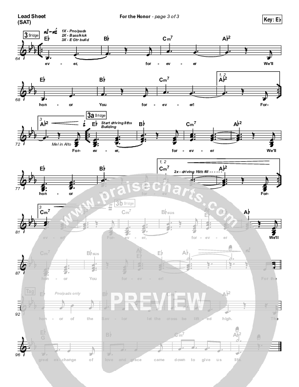 For The Honor Lead Sheet (SAT) (Elevation Worship)