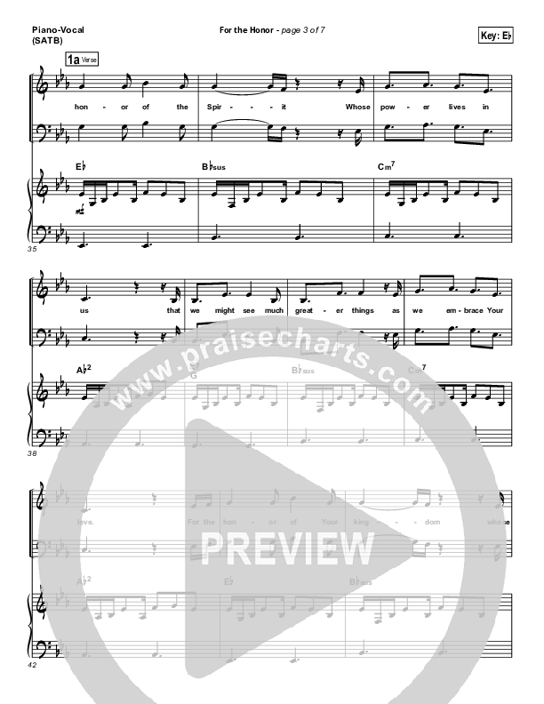 For The Honor Piano/Vocal (SATB) (Elevation Worship)