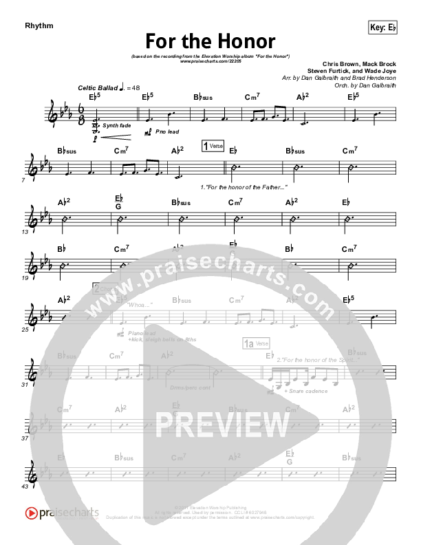 For The Honor Rhythm Chart (Elevation Worship)