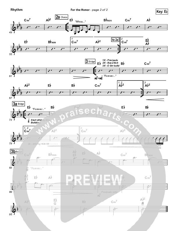 For The Honor Rhythm Chart (Elevation Worship)