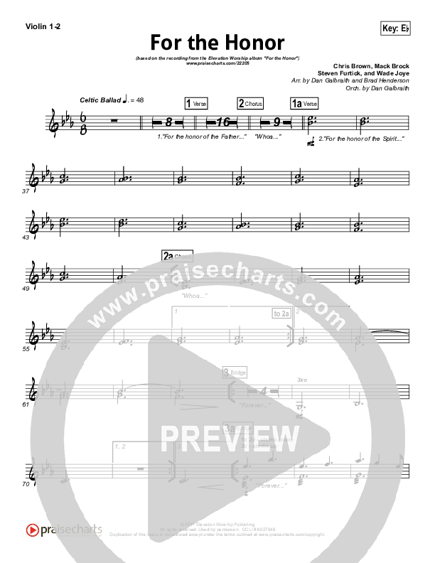 For The Honor Violin 1/2 (Elevation Worship)